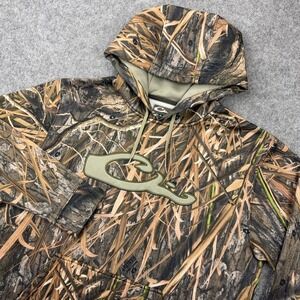 Drake Waterfowl Hoodie Mens Large Brown Mossy Oak Shadow Grass Habitat Hunting